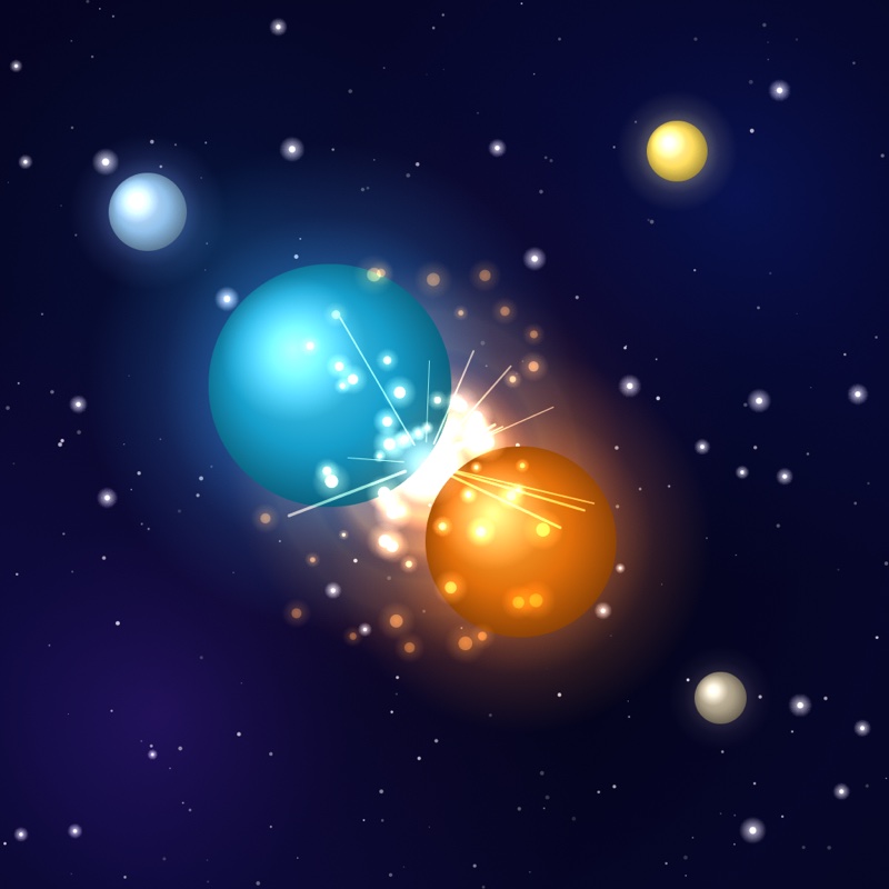 Two planets colliding in a burst of light
